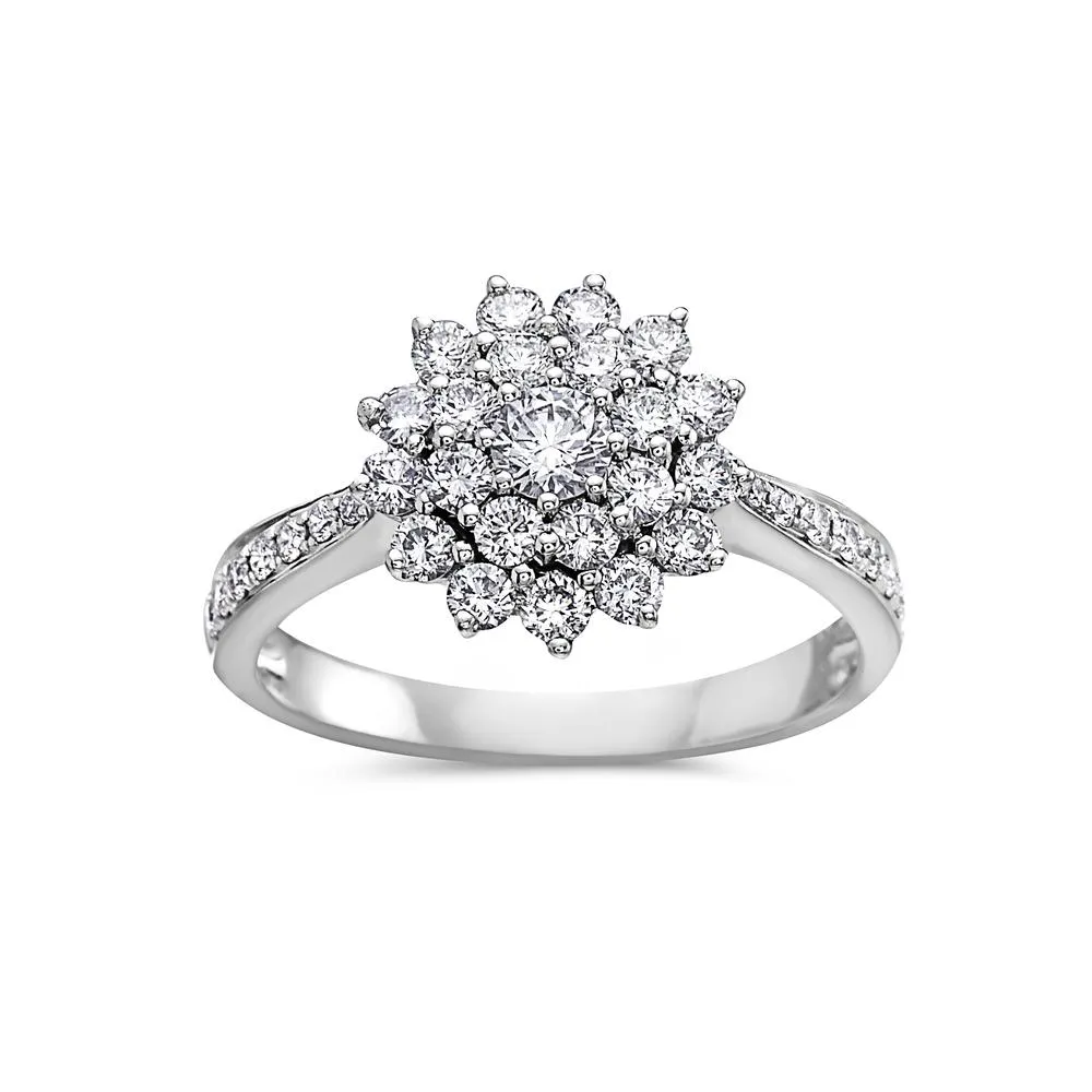 Women's 18k White Gold Ring with 1.13 CT Diamond Cocktail Ring