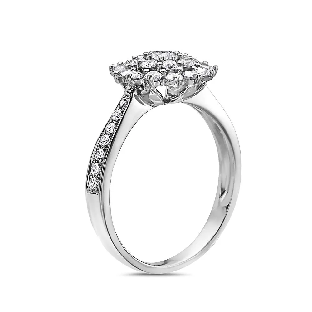 Women's 18k White Gold Ring with 1.13 CT Diamond Cocktail Ring