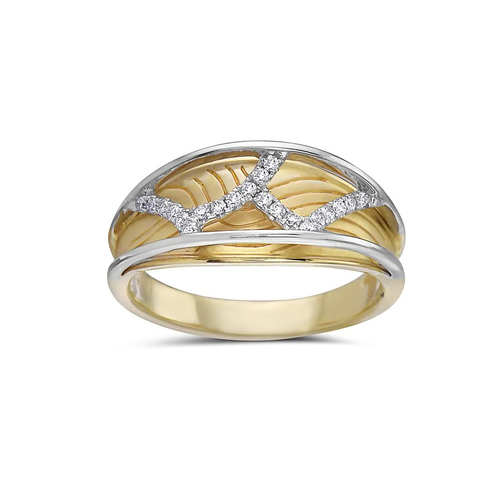 Women's 18k Yellow Gold Ring with 0.15 CT Diamond for Right Hand