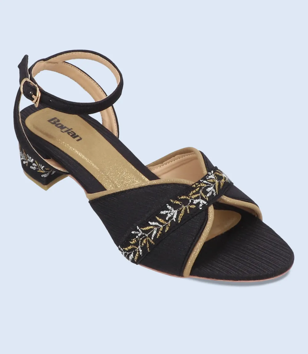 Women's Black and Gold Sandal Heel - BW9688