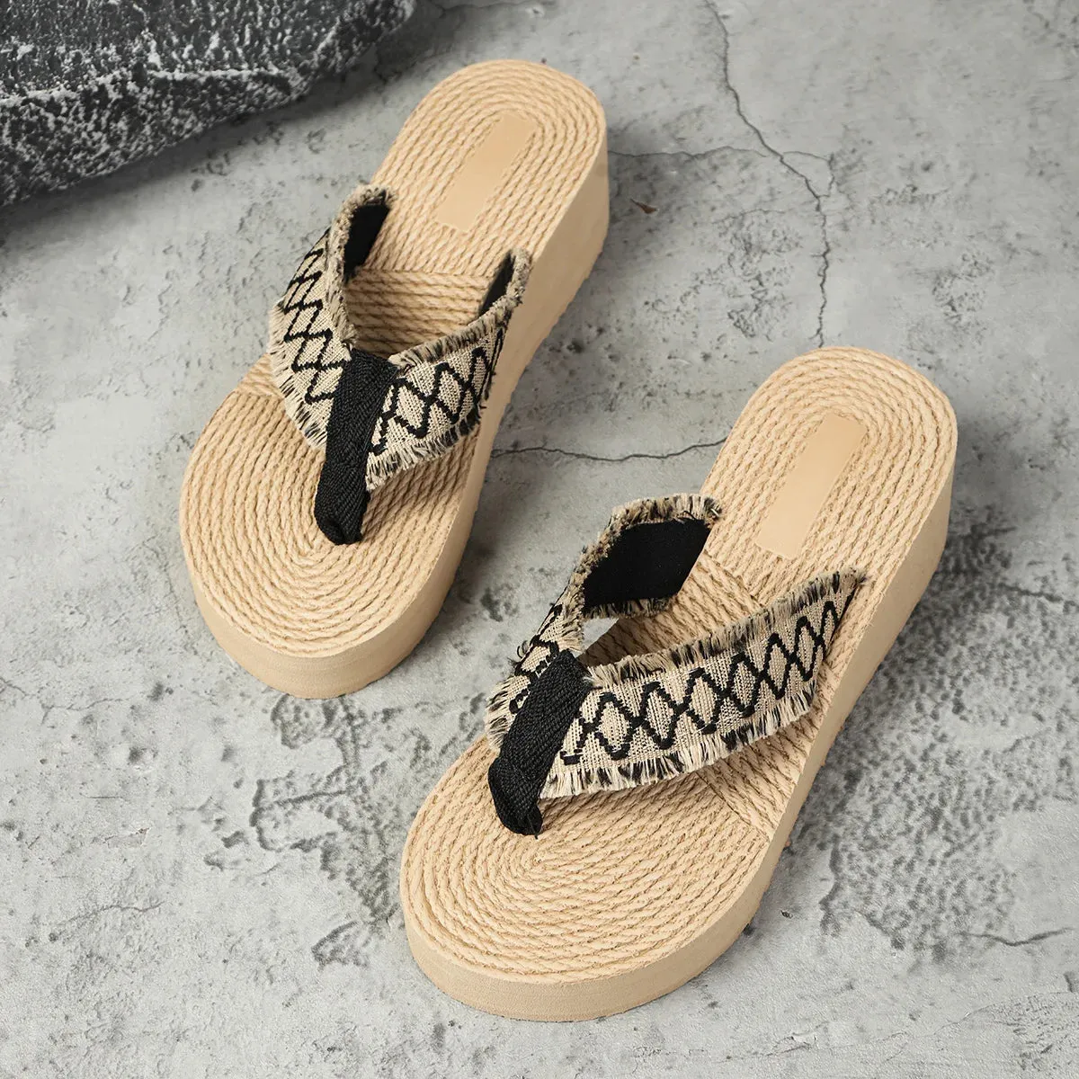 Soft sole high heel flip-flops for women with anti-slip design.