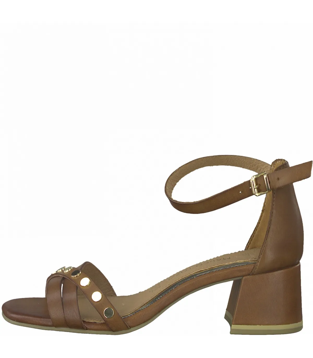 Women's Leather Sandal Heel Marco Tozzi -Cognac