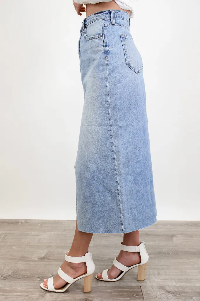 Denim Midi Skirt for Working Women