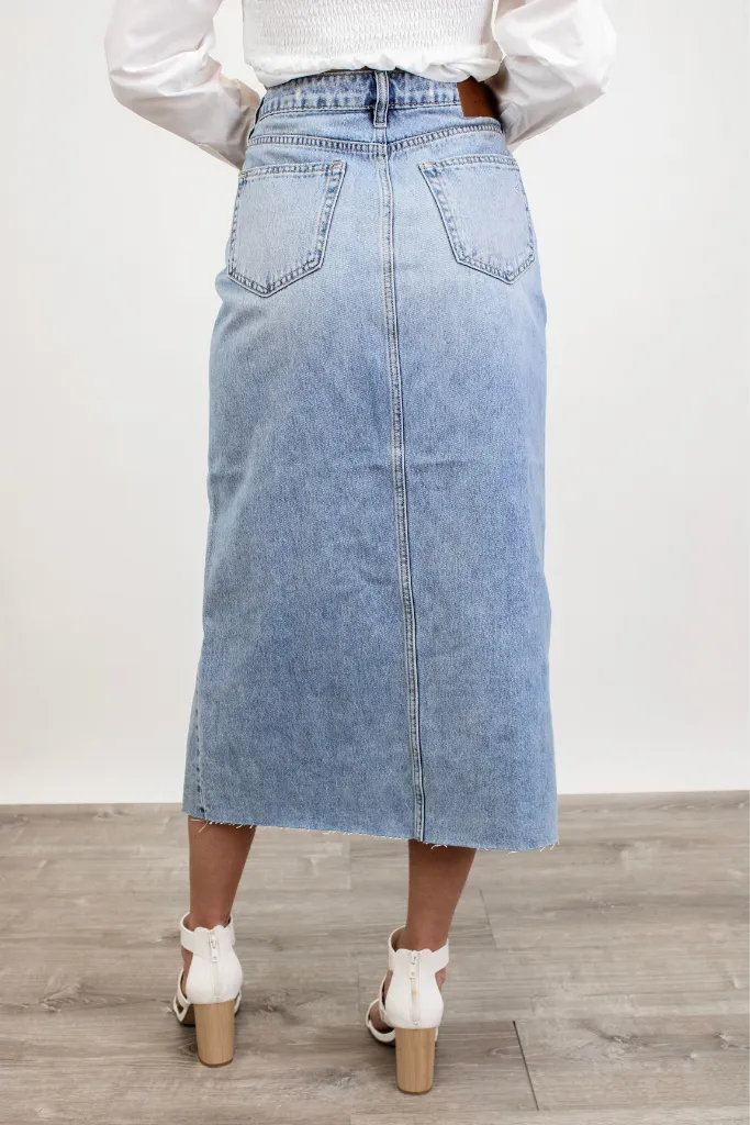 Denim Midi Skirt for Working Women