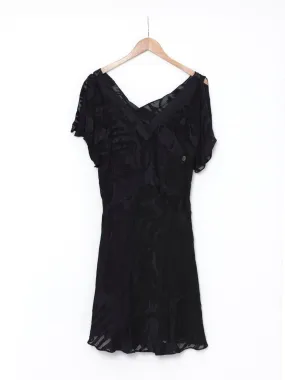 Y2K John Galliano black silk blend dress.