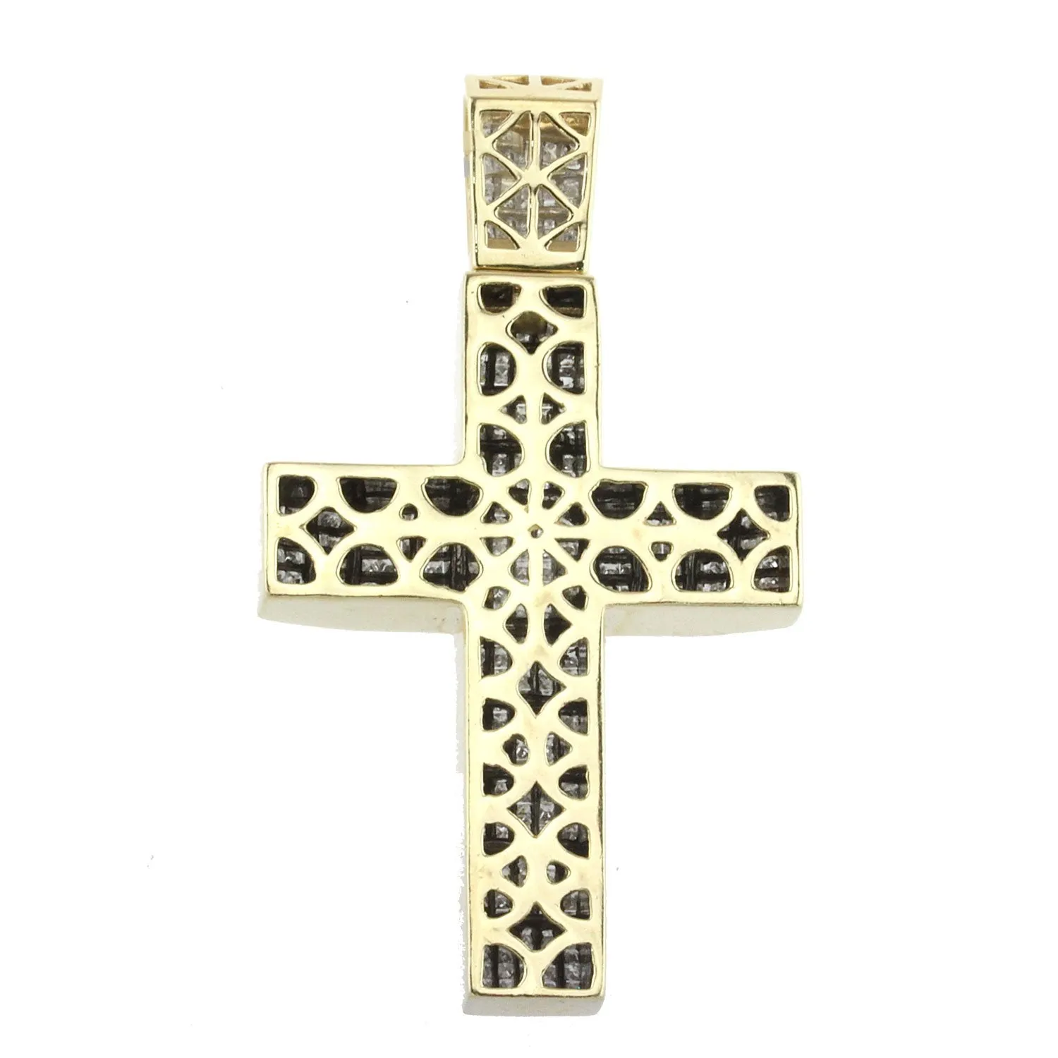 Yellow Princess Cut Diamond Cross Large