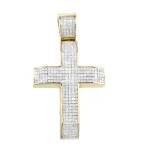 Yellow Princess Cut Diamond Cross Large