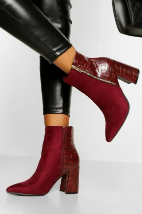 Zip Side Block Heel Booties